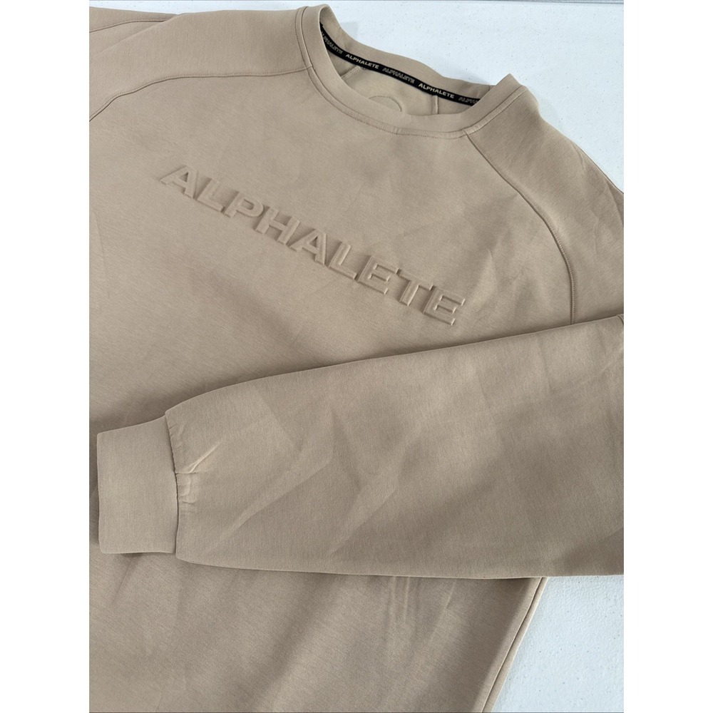 Alphalete Sweatershirt Mens XL Tan Crew Pullover Preppy Minimalist‎ Business